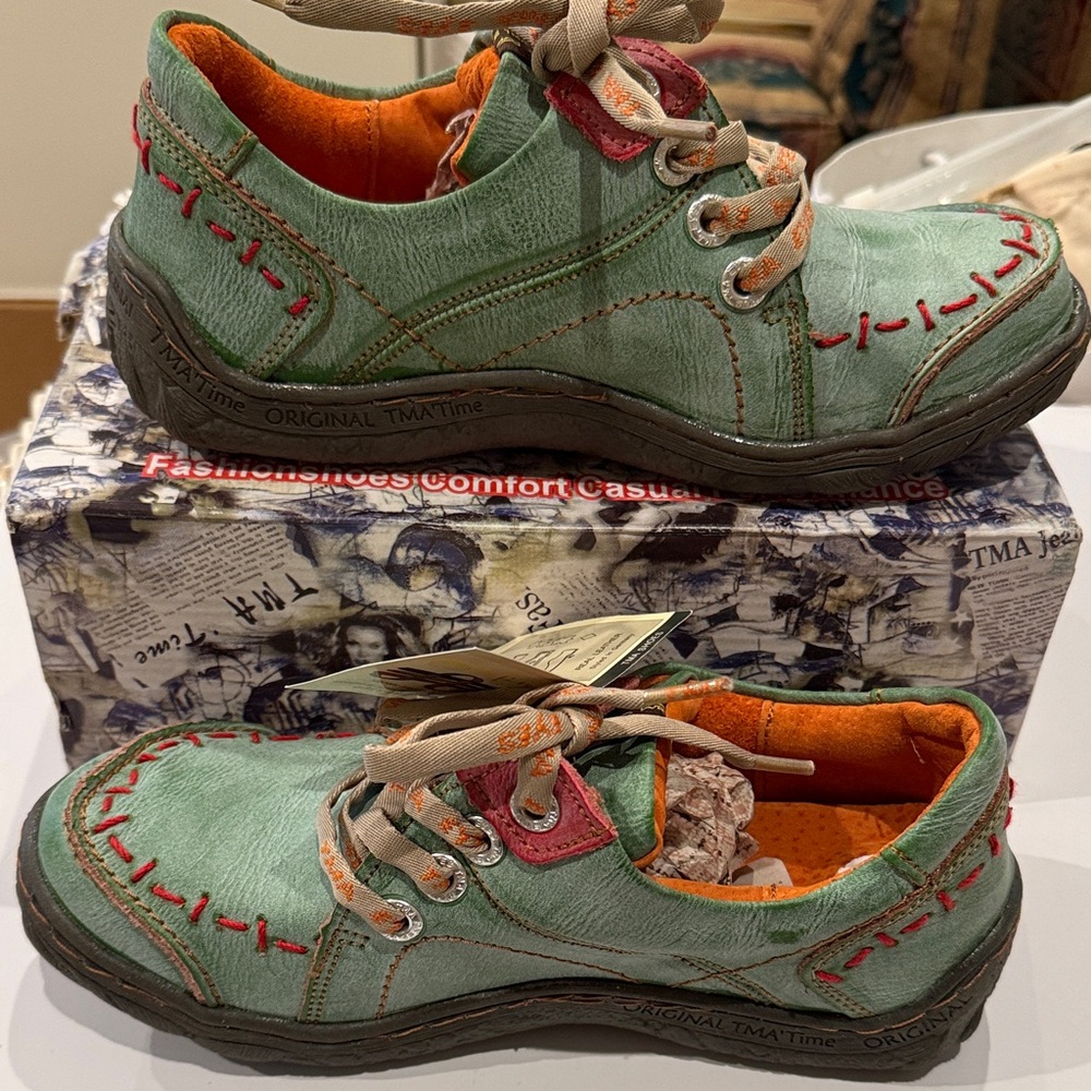 Trendy Green and Red Kids Sneakers